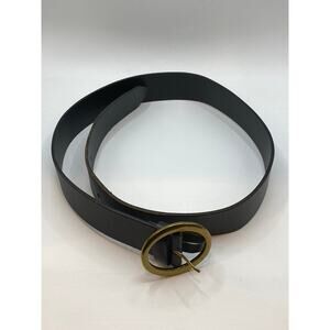 ALXILIARY Women's Black-Gold Leather Round Single Buckle Belt SZ XS